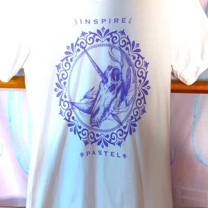 lavender inspire unicorn skull graphic tee